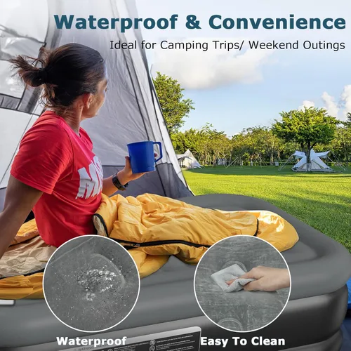 Vista 6 de Colchón de aire Queen de 18 pulgadas con bomba integrada, colchón inflable de lujo, colchón de aire Queen duradero con bomba integrada, colchón