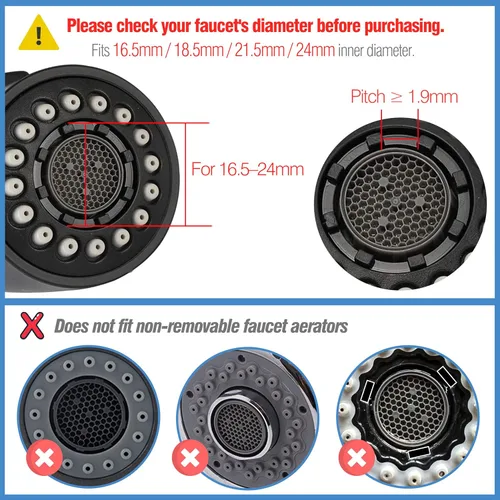 Vista 3 de Llave aireadora de grifo de acero inoxidable 304 mejorada 2025 – Ajuste universal para 6 tamaños (M16.5, M18.5, M21.5, M24, Junior, Regular)