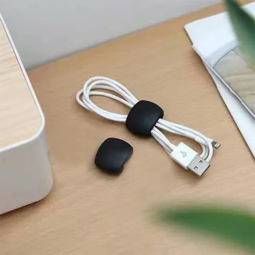 Vista 2 de Kit organizador de cables de silicona reutilizable de 4 piezas, envoltura de gestión de cables ajustable para auriculares/cargadores para viajes