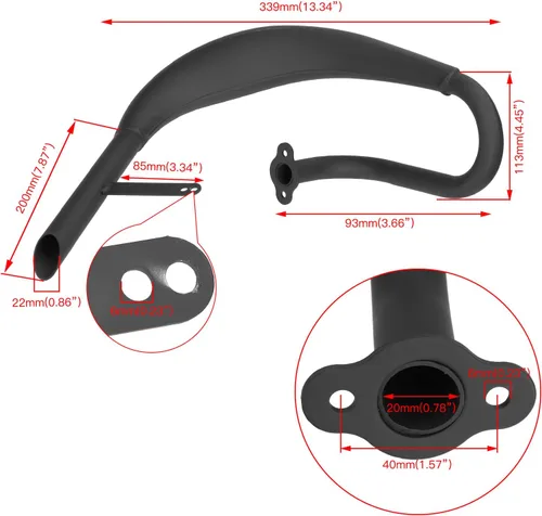 Vista 4 de YOXUFA Tubo de escape de cámara de expansión cromada Silenciador Clip Tensor de cadena Conjunto de ajustador para 49cc 50cc 66cc 80cc 100cc 2-Stroke