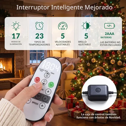 Vista 4 de Árbol de Navidad clásico preiluminado artificial de 6 pies con control