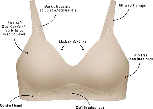 Vista 5 de Playtex Sujetador inalámbrico Secrets ComfortFlex sin varillas con cobertura completa, brasier convertible inalámbrico