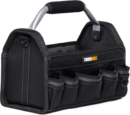 Vista 7 de ToughBuilt ClipTech Series – 12" Massive Mouth Tool Bag, Compact Wide-Opening Hard Body Tote Bag Reinforced Handles, 31 Pockets, Heavy-Duty 1680D