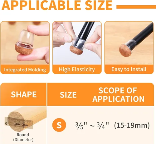 Vista 2 de Ezprotekt 24 piezas protectores pequeños de silicona transparente para patas de silla para suelos de madera dura, fundas para patas de silla