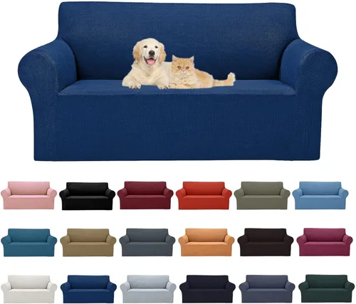 Vista 52 de Cupuamon Funda elástica para sofá de 1 plaza, funda protectora de muebles con parte inferior elástica de tela jacquard a cuadros pequeños para Beige