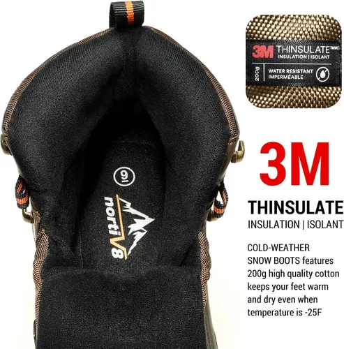 Vista 2 de NORTIV 8 170410 - Botas de nieve y senderismo de construcción con aislamiento y resistente al agua para el invierno para hombre
