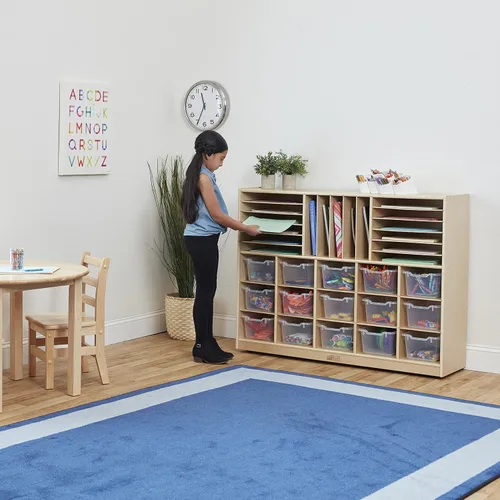 Vista 11 de Estantería de almacenamiento con varios compartimentos hecha de madera de abedul, marca ECR4Kids, 1