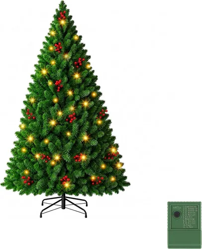 Vista 21 de Árbol de Navidad flocado de nieve preiluminado de 4.5 pies con Flocado-multi