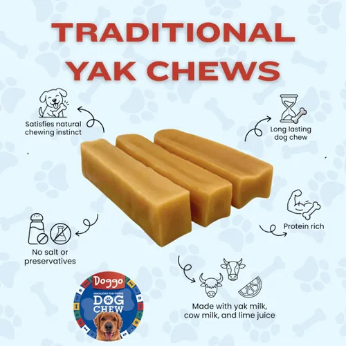 Vista 2 de Masticables prémium de queso de yak para perros del Himalaya - Masticables naturales de yak para perros grandes y pequeños - Masticables de leche