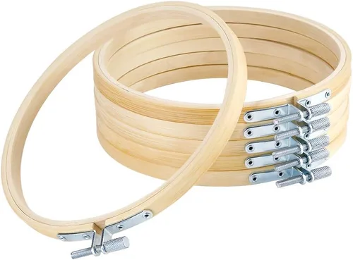 Pllieay 6 aros redondos de bordado de 6 pulgadas/5.9 in, anillos de aro de punto de cruz de bambú para costura artesanal
