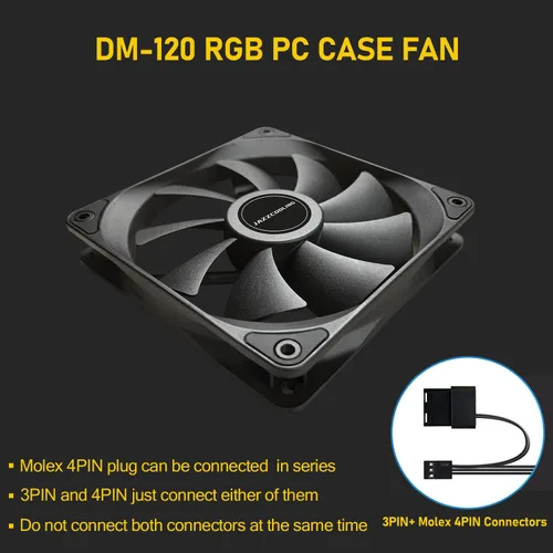 Vista 6 de Ventilador de carcasa de 4.724 in, paquete de 3 ventiladores de PC, ventiladores de carcasa de PC de alto rendimiento DM-120, ventilador de 4.724 in