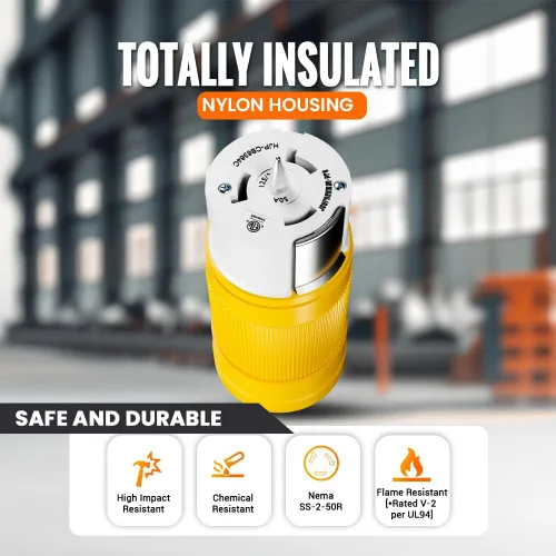 Vista 5 de Journeyman-Pro CS6364C - Conector de cable generador de 50 amperios 125/250 voltios, enchufe hembra con bloqueo giratorio, conexión a tierra