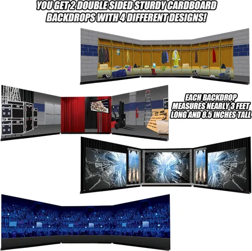 Vista 2 de Dioramas de fondo reversibles de figuras de acción de lucha para figuras de acción de lucha de WWE y AEW