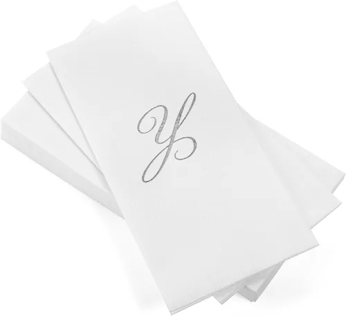 Vista 28 de AH AMERICAN HOMESTEAD Servilletas desechables – Servilletas doradas con monograma para invitados, servilletas acolchadas como tela para baño