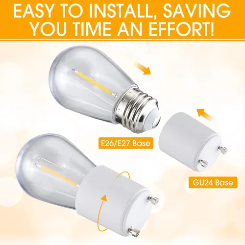 Vista 3 de Roowest GU24 a E26 E27 Adaptador de bombilla convertidor de bombilla LED de Navidad GU24 (base pin) a adaptador de enchufe de bombilla estándar