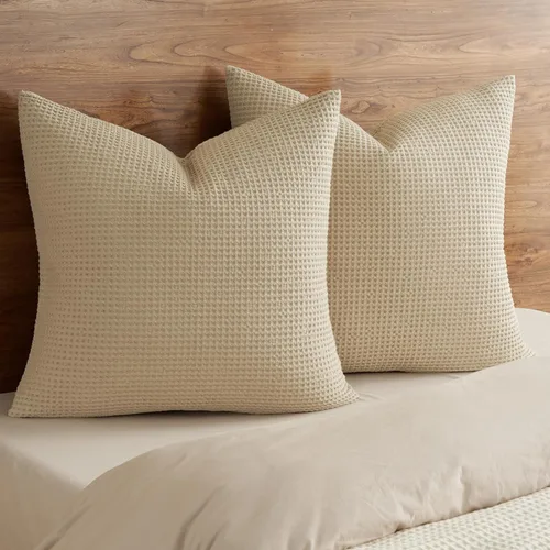 Vista 15 de PHF Funda de almohada 100% algodón con tejido de gofre, 18 x 18 pulgadas, sin relleno, paquete de 2 elegantes fundas de almohada cuadradas