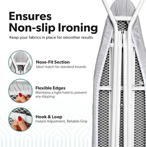 Vista 2 de Home Intuition Funda para tabla de planchar extra gruesa y almohadilla de hierro resistente a la quema con cierre de velcro y borde elástico, 15 x