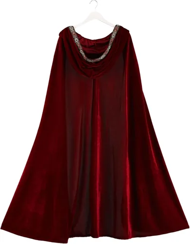 Vista 8 de Disfraz de capucha roja de talla grande para mujer, capucha de equitación roja de lujo
