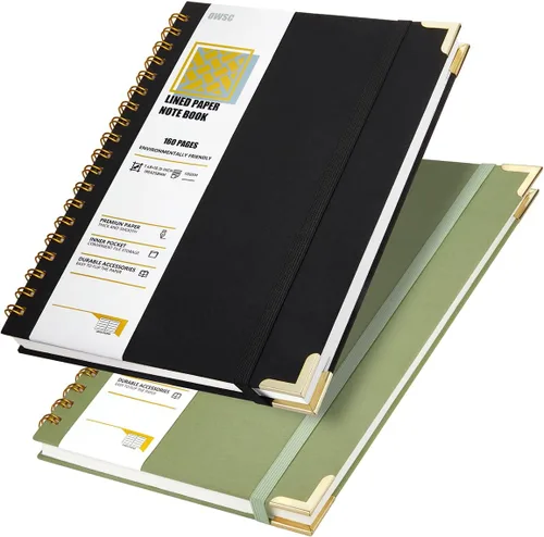 Vista 7 de OWSC Lined Spiral Notebook with thick 110 GSM Papers, 300 Pages B5 Size College Ruled Notebook, Hardcover 7.1 x 10 Inches Journal for Women and Men