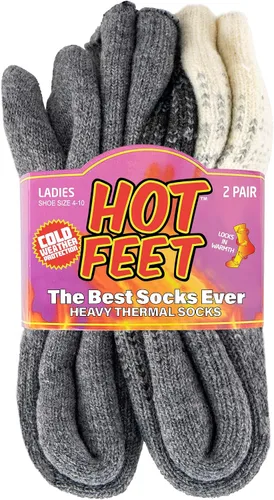 Vista 19 de HOT FEET Calcetines térmicos para mujer, calcetines térmicos para clima frío, gruesos y cálidos, para senderismo, calcetines aislados, tallas