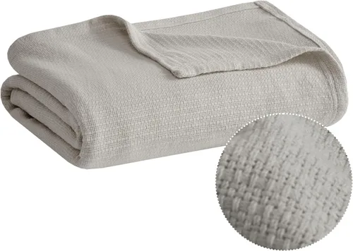 Vista 9 de Madison Park Freshspun Tejido de Cesta Luxury Manta de Algodón Azul 66x90" Tamaño Individual Tejido de Cesta Premium Suave y Acogedora 100% Algodón