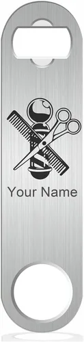 Vista 11 de LaserGram Abrebotellas, poste de peluquería, grabado personalizado incluido (cuero sintético, negro y dorado)