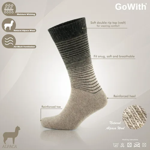 Vista 3 de GoWith Alpaca Wool Socks for Men & Women, Alpaca-Merino Blend Warm Cozy Crew Socks, Thermal Regular-Fit Boot Socks