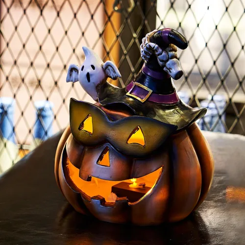 Vista 4 de Decoraciones de Halloween – Decoración de luces de calabaza – Linterna decorativa para exteriores para el hogar, interior, exterior, Halloween