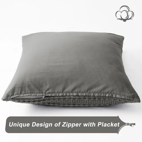 Vista 407 de PHF - Fundas de almohada 100% algodón con tejido gofre europeo, 26 x 26 pulgadas, 2 unidades para decoración elegante del hogar, para cama, sin