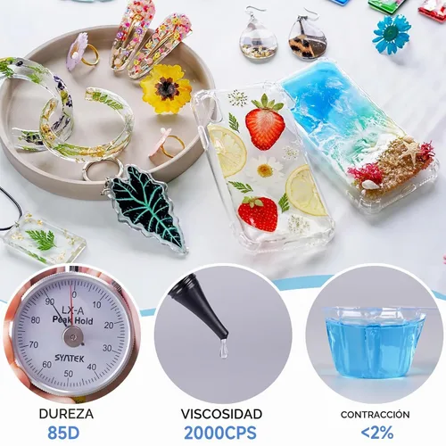 Vista 4 de Juego de resina UV con linterna y 7.05 oz de resina transparente de baja viscosidad