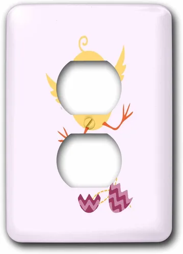 Vista 2 de 3dRose Chicken baby newborn pink kids room decoration 2 plug outlet cover