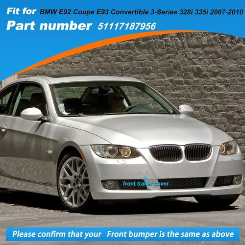 Vista 3 de Cubierta de gancho de remolque para parachoques delantero, tapa de ojo de remolque para BMW E92 Coupé E93 Convertible 3-Series 328i 335i 2007 2008