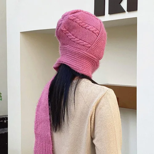 Vista 5 de Gorro de punto con forro polar suave y elástico para invierno