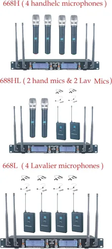 Vista 5 de GTDaudio 4x100 canales de frecuencia intercambiables UHF Lav Inalámbrico Lav Solapa & Auriculares Micrófono DJ Karaoke Micrófono Sistema