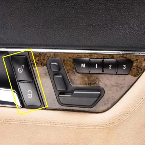 Vista 6 de x xotic tech 4 piezas de interruptor de desbloqueo de cerradura de puerta lateral negra marco marco ajuste compatible con Mercedes Benz B C E Clase