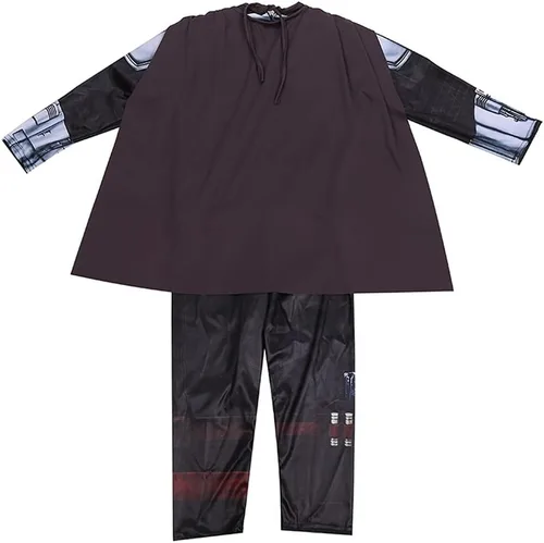 Vista 3 de Disfraz de Mandalorian para niños con máscara y capa, trajes de fiesta de Halloween Cosplay