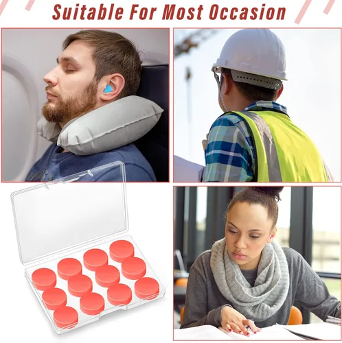 Vista 5 de 72 pares de tapones de silicona suave para los oídos, tapones moldeables de cera de masilla, tapones de gel reutilizables para dormir, nadar