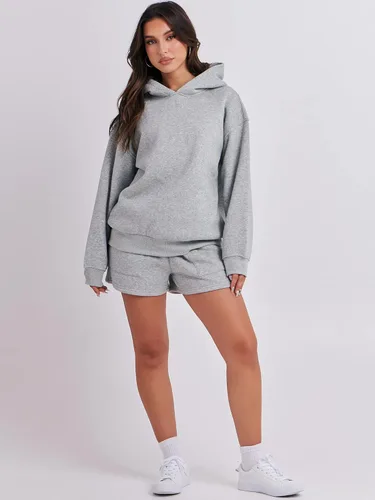 Vista 4 de ANRABESS Conjunto de 2 piezas con capucha y pantalones cortos para mujer, sudadera de gran tamaño, pantalones cortos, ropa Y2K