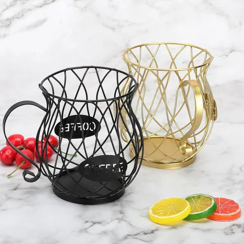 Vista 3 de Soporte multiusos para cápsulas de café con forma de taza, organizador de cápsulas de café de gran capacidad, elegante cesta de almacenamiento
