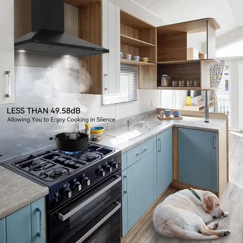 Vista 7 de Hermitlux Campana extractora de 30 pulgadas, campana de ventilación de montaje en pared para cocina con filtro de carbón, convertible