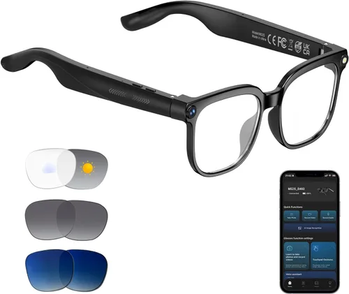 Vista 13 de Gafas inteligentes para hombres y mujeres – Gafas de sol de audio Bluetooth con lentes polarizadas – Auriculares inalámbricos, llamadas manos