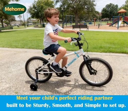 Vista 5 de Mehome Ruedas de entrenamiento de bicicleta traseras resistentes con estabilizadores Kit montado para bicicleta de 12/14/16/18/20 pulgadas
