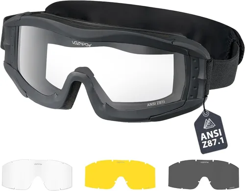 Vista 7 de Airsoft - Gafas de seguridad antivaho con certificación ANSI Z87.1, resistentes a los impactos, gafas de tiro tácticas