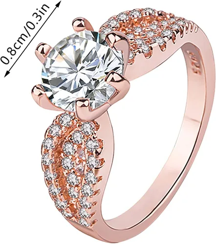 Vista 7 de Anillos de promesa para mujer anillos de moda delicados y preparados anillo de circón de cristal con dedos a la moda apilables de compromiso