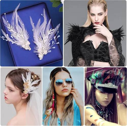 Vista 7 de THARAHT 200 piezas de plumas de gallo de sillín amarillas sueltas a granel 5-7 pulgadas 4.7-6.7 in para decoración de atrapasueños de bricolaje