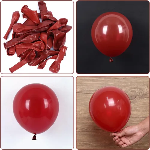 Vista 3 de RUBFAC - Kit de arco de globos de 129 piezas de color rojo rubí, diferentes tamaños de 18, 12, 10 y 5 pulgadas, globos de látex rojo cereza