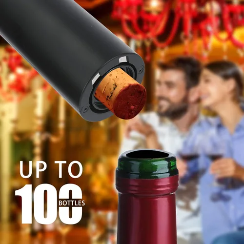 Vista 5 de VIDYSUFYR Juego de abridor eléctrico de botellas de vino con base de carga, negro, abridor automático de botellas de vino con luz LED, kit