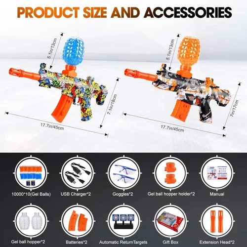 Vista 3 de Juego de 2 bolas de gel eléctricas, juguete automático de salpicaduras de gel con 100000 cuentas de agua ecológicas, juguete de bola de agua