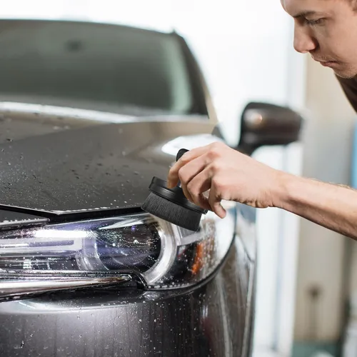 Vista 7 de Dreyoo Paquete de 2 Aplicadores de Brillo para Neumáticos de Coche, Cepillo de Detallado Automático, Cepillo Portátil para Neumáticos de Coche