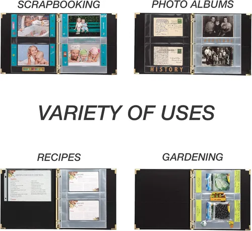 Vista 7 de Samsill Protectores de páginas para tarjetas de recetas de 8.5 x 11 pulgadas, 25 unidades, 2 hojas de carga lateral de bolsillo para carpetas de 3